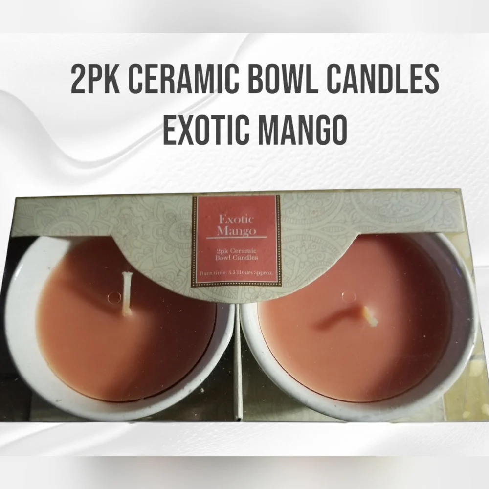 2pk Ceramic Bowl: Exotic Mango Candles